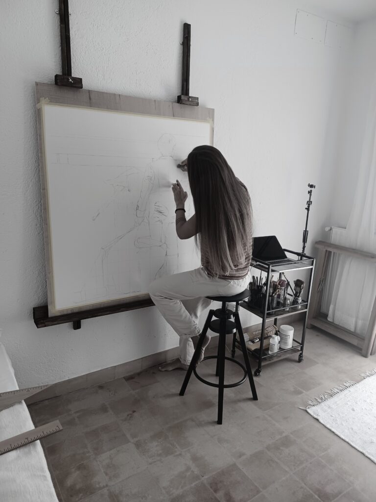 Contact artist Janis Baer for art commissions for luxury interiors and charcoal portrait enquiries