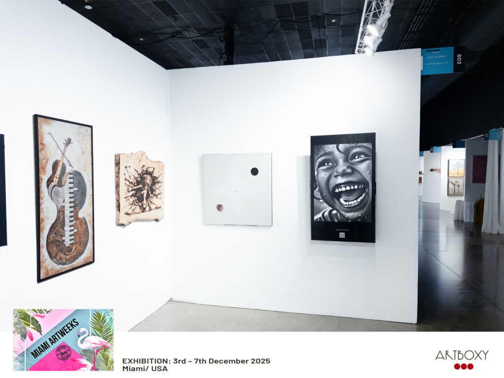 Contemporary charcoal artwork "Before Fear" by Janis Bär, digitally exhibited during Miami Art Weeks in Miami, USA, December 2025.