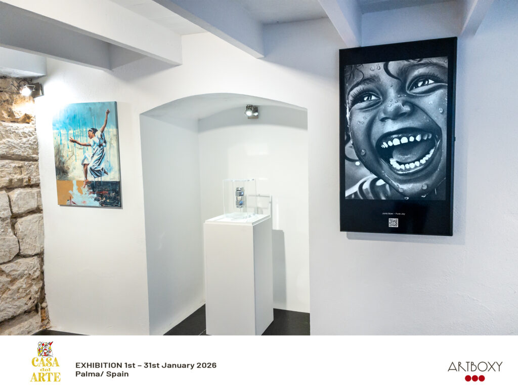 Before Fear by Janis Bär presented at an international digital exhibition at Casa del Arte in Palma de Mallorca, Spain, through ArtBoxy in January 2026.