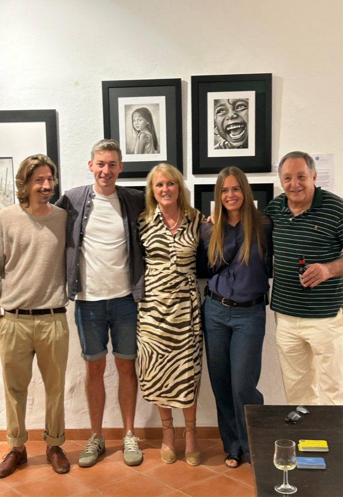 Group photograph of participating artists and organiser Sharon MacLaren during the Artists of Mallorca Autumn Exhibition 2025 at Museu de Sóller, Mallorca.