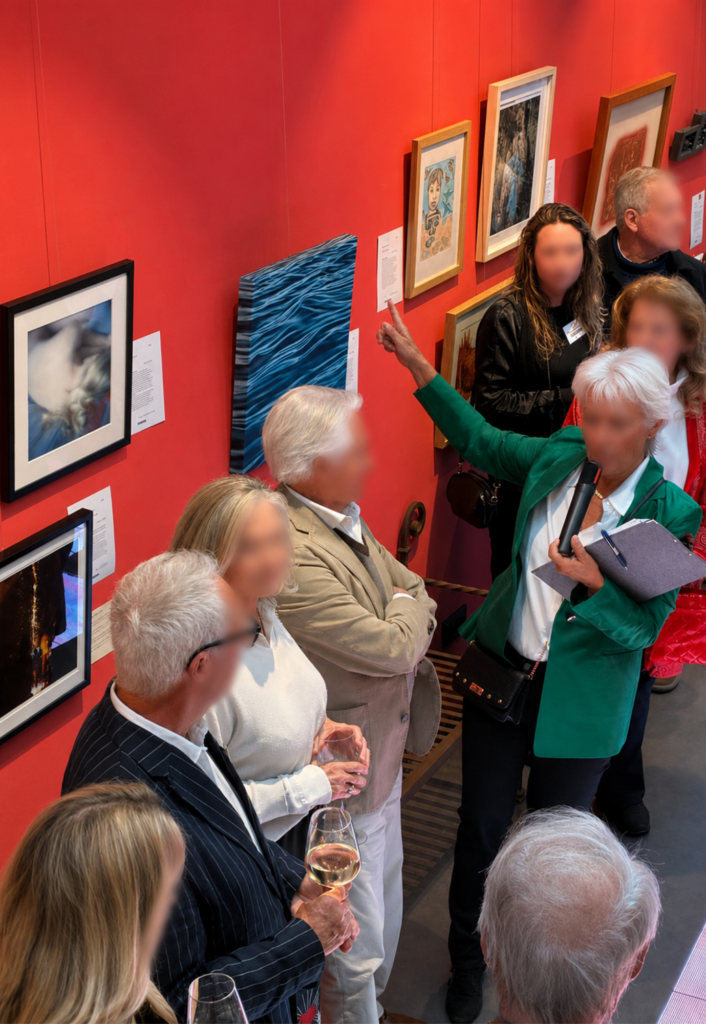 Presentation during the ART for a Good Reason charity art exhibition at Skylight Gallery, Hotel Artmadams, Palma de Mallorca, 2026.